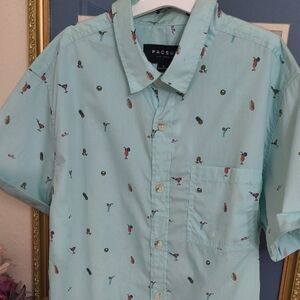 Martini Margarita Summer Party Casual Button Down Shirt Small Vacation Cruise